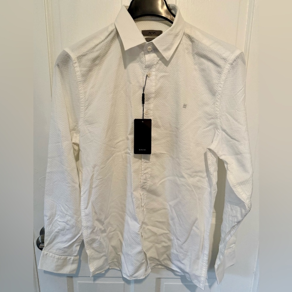 Elegant White Cotton Dress Shirt for Men